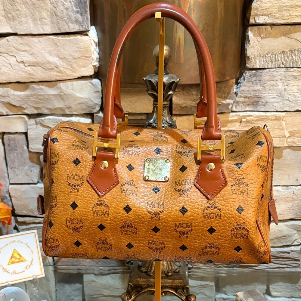 MCM Cognac Visetos Satchel - Picture 1 of 14